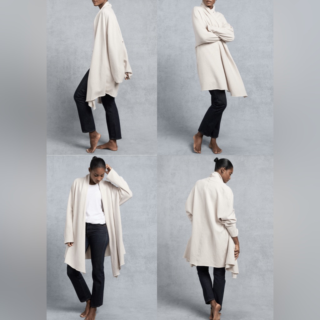 Frank & Eileen $288 Tee Lab Drape Coat Cardigan Jacket Beige Comfy Coastal Fall